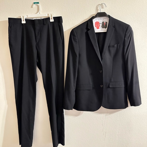 H&M Suits & Blazers Mens Striped Gray Hm Slim Fit Suit 38r Poshmark